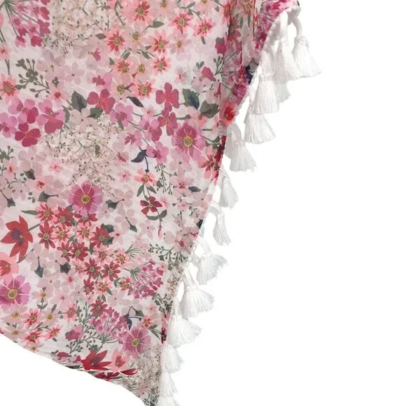 Charlie Paige Womens Cream Floral  Lace V Neck 3/4 Kimono Sleeve Swim Cover OS - Picture 4 of 9